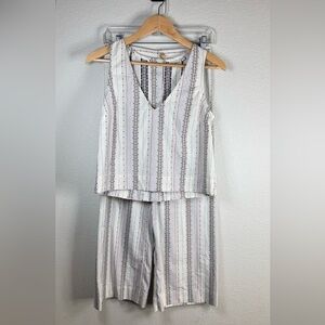 Anthropologie‎ The Odells Multicolor Striped Pants and Cropped Top Set Small